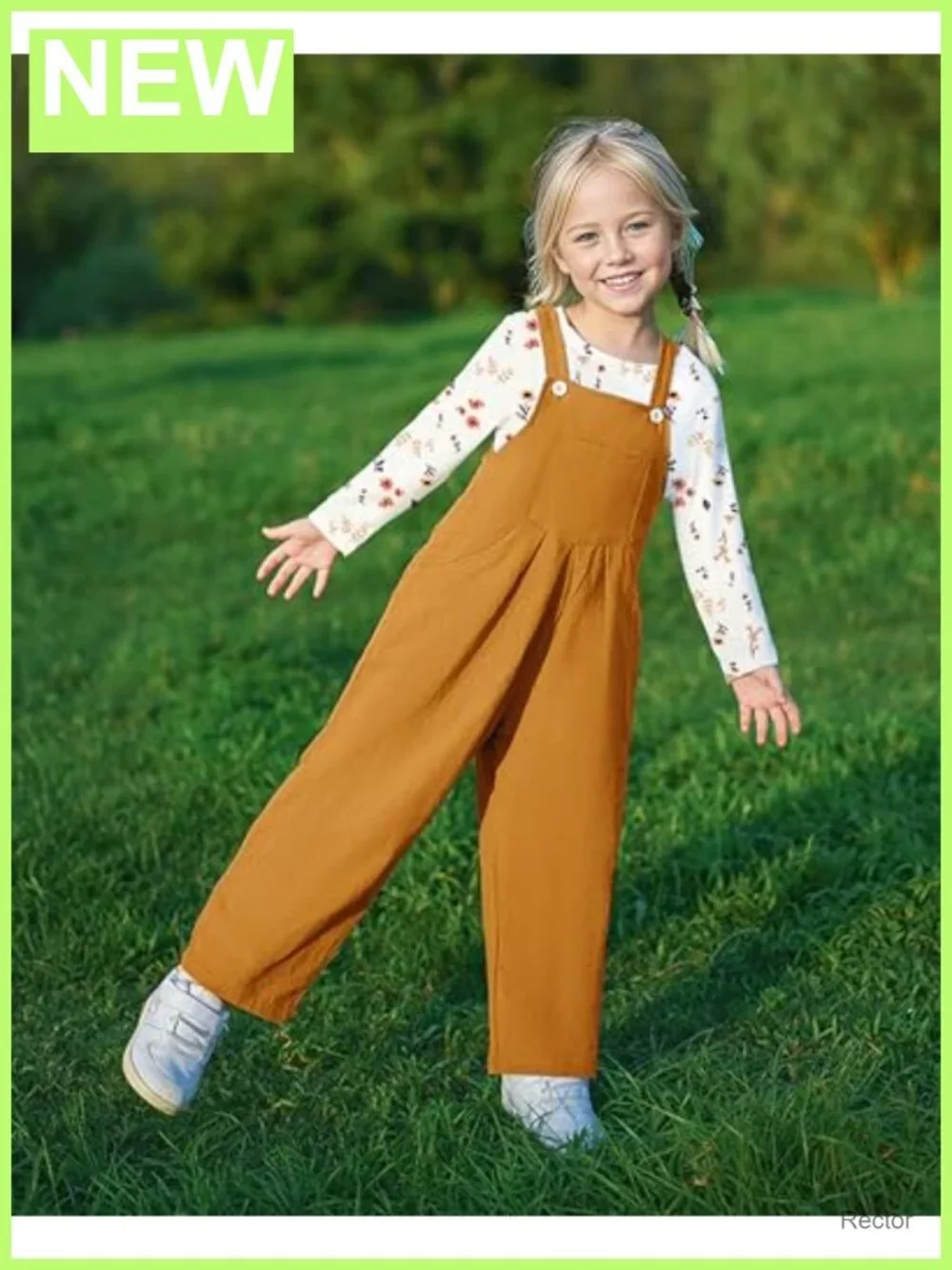 Toddler Girl 2Pc Overall Outfit Cotton Blend Long Sleeve Top Pants Set